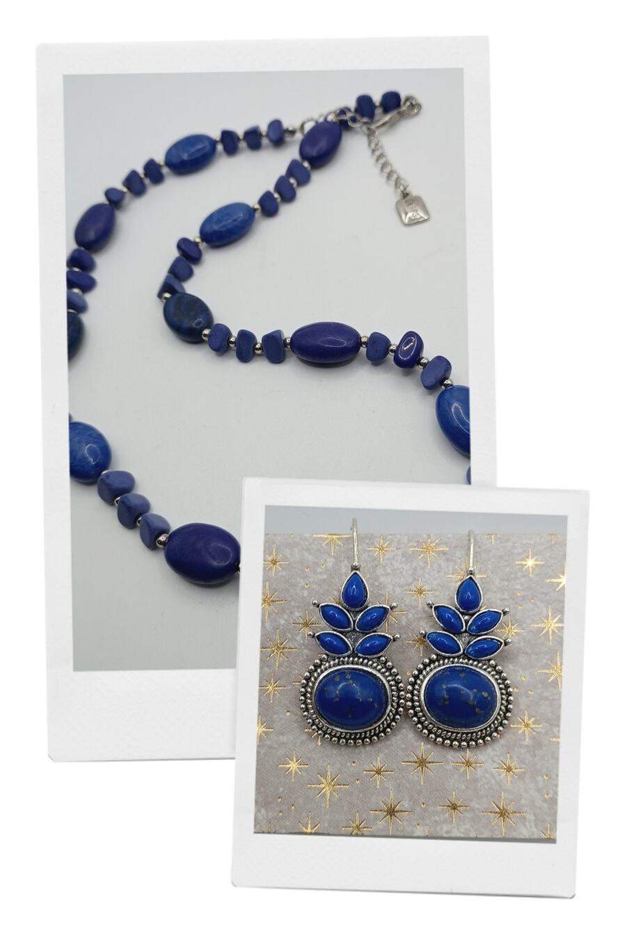 Blue Stone Necklace & Earring Set